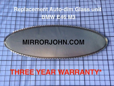 BMW E46 M3 CSL Oval Auto-Dimming Auto Dim Rearview mirror Replacement Glass unit - Image 1 of 4