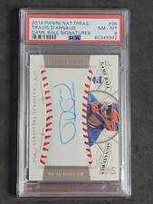2014 National Treasures Game Ball Sign 4/5 #96 Travis d'Arnaud Rookie PSA 8 
