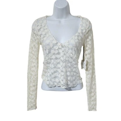 Top de encaje para mujer junior talla pequeña crema manga larga Foto 1 de 4