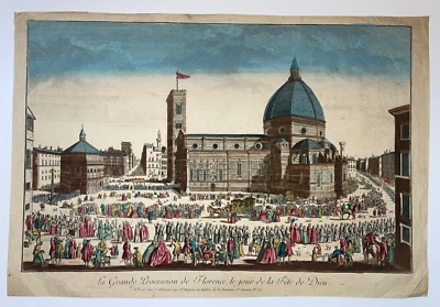 FLORENCE RELIGIOUS CEREMONY ITALY 1770 CHEREAU LARGE ANTIQUE OPTICAL VIEW - Image 1 of 3