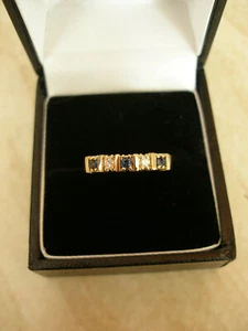 9 CARAT GOLD SAPPHIRE & DIAMOND ETERNITY / WEDDING / DRESS RING MADE IN UK BNIB - Picture 1 of 5