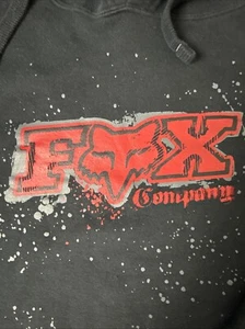 Vintage FOX Racing Hoodie 2XL XXL Logo Graphic splatter distressed design hoodie - Picture 1 of 7