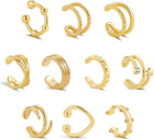 10pcs Sparkling Ear Cuff Pack Gold Dainty Helix Earrings Huggie Stud Cuff Earrin