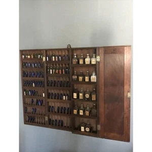 Antique 19th Century Hodders Ltd Chemists Cabinet With Original Bottles Labels - Picture 1 of 9