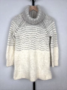 Sleeping on Snow Anthropologie Alpaca Wool Blend Eyelash Sweater L Cream Cozy - Picture 1 of 13