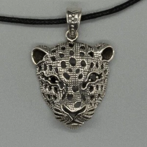 Leopard 925 silver Pendant Biker big cat cheetah lab-created cubic zirconia. - Picture 1 of 2