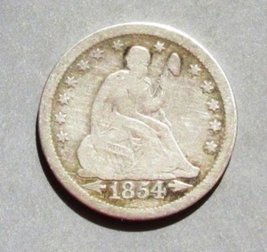 1854 w/arrows SEATED LIBERTY QUARTER PLEASING VG - Picture 1 of 2