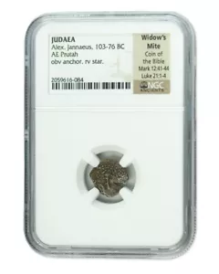 NGC Certified Widows Mite: Judean Prutah (103-76 BC) Medium Grade Biblical Coin - Picture 1 of 3