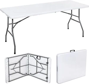 6ft Trestle Folding Table Indoor Outdoor Garden Plastic Picnic BBQ Catering  - Picture 1 of 6