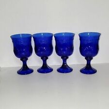 Alexandra Toscany Cobalt Blue Water Goblets Set of Four Glasses Vintage 80's