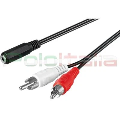 POLOITALIA Cavo da 0,20 a 1,5m audio JACK 3,5mm Aux femmina 2 RCA maschio doppio auto hi fi