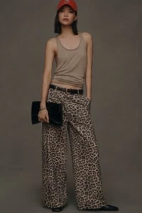 Anthropologie Pilcro Leon Double Hem High-Rise Wide-Leg Cuffed Jeans ANIMAL 26P - Picture 1 of 4