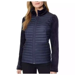 32 Degrees Heat Polar Fleece Puffer Jacket Lghtwght Full Zip Mock Neck Coat Smll - Picture 1 of 9