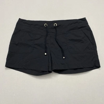 Shorts feminino Prana preto 4” costura interna tamanho grande leve cordão, bolsos - Imagem 1 de 4