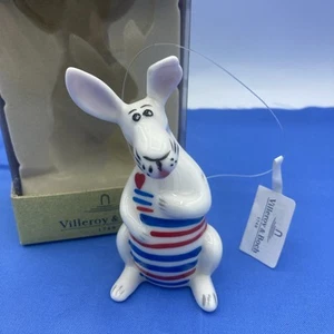 Villeroy & Boch Kangaroo Bunny Ornament Figurine Red White Blue Heart Patriotic - Picture 1 of 16