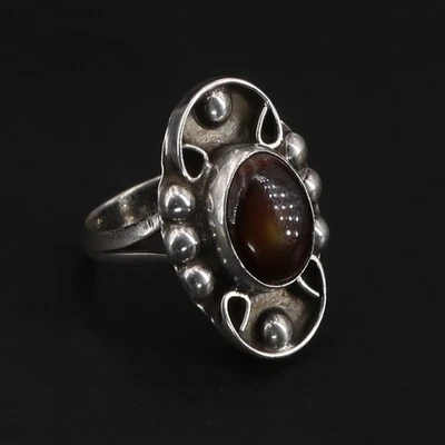 VTG Sterling Silver -  MEXICO Abalone Cabochon Pebbled Filigree Ring Size 6 - 4g - Image 1 of 4