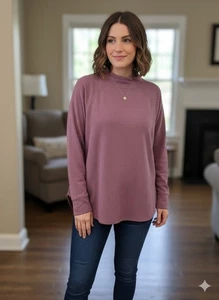 Camisa Acanalada Ava & Viv Talla Grande Manga Larga Cuello Simulado, Top Malva Talla 2X Nueva con Etiquetas - Imagen 1 de 11