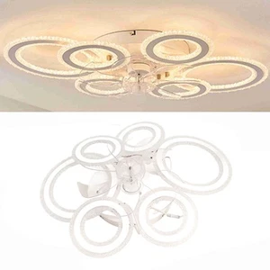 White Crystal Six-ring Ceiling Light Nordic Led Fan Light - Picture 1 of 22