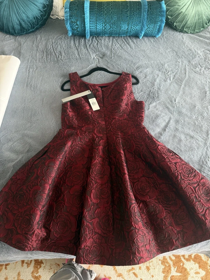 Vestido Halston Heritage Cuello Alto Estructurado Azul Cóctel Formal Talla 14 Nuevo con Etiquetas Foto 1 de 4