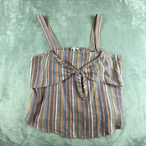Madewell Cami Top Womens 12 Rainbow Stripe Tie Front Square Neck Feminine - Picture 1 of 11
