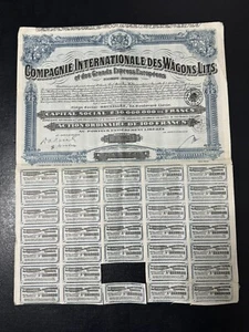 Compagnie Internationale Wagons Antique 100 Franks Bond Stock Share Certificate - Picture 1 of 20