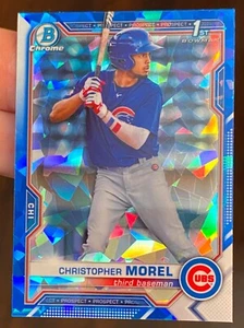 CHRISTOPHER MOREL ROOKIE🔥2021 “1st Bowman” CHROME🔥🌈SAPPHIRE REFRACTOR🌈 RC - Picture 1 of 4