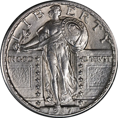 1917-P Type 2 Standing Liberty Quarter Full Head Nice BU Great Eye Appeal Cover