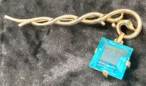 LARGE VINTAGE SIGNED Crown Trifari Aqua Crystal Dangle Alfred Philippe Brooch - Picture 1 of 14