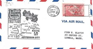 First Airmail Flight Cover Jefferson City - St Louis MO June 15 1954 AAMC#107E51 - Picture 1 of 1