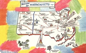 Willkommen in Massachusetts Karte Postkarte - Bild 1 von 2