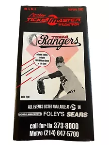 Februar 1993 Rainbow Ticketmaster Broschüre Nolan Ryan Texas Rangers Baseball - Bild 1 von 5