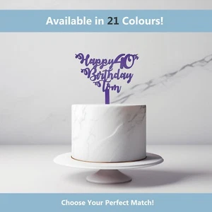 Personalised Birthday Cake Topper Any Name & Age Party 13th 18th 21st 30th 50th - Picture 1 of 8