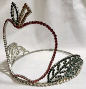 APPLE RED Rhinestone Tiara Crown Beauty Pageant Fashion Princess Queen - Picture 1 of 5