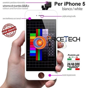 DISPLAY SCHERMO PER APPLE IPHONE 5 BIANCO TOUCH SCREEN LCD RETINA VETRO FRAME 5G - Foto 1 di 1