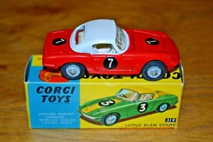 Vintage Corgi Toys No 319 Lotus Elan Hardtop Coupe; Original Box. All VGC - Picture 1 of 12