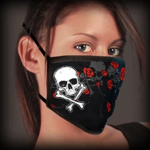 Roses and Skull Mask Protect Mouth and Nose Reusable two Layer Unisex - Picture 1 of 1
