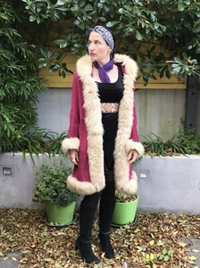 Afghan Penny lane Coat Vintage 70s 70s heart appliqué on a side of the hood M S - Picture 1 of 13