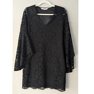 Crosby By Mollie Burch Bell Sleeve Lace Shift Dress Black Size XS - Picture 1 of 7