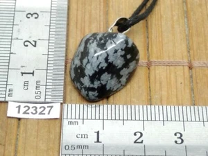 OBSIDIAN SCHNEEFLOCKE Anhänger + verstellbare Kordel Mineralien Reiki Stein - Bild 1 von 1