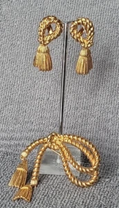 Vtg. Knotted Rope Lasso and/or Nautical Style Brooch & Clip on Earring Set GT - Bild 1 von 18