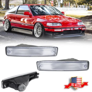 JDM Chrome / Clear Front Bumper Turn Signal Lights For 1990-1991 Honda CRX CR-X - Picture 1 of 10