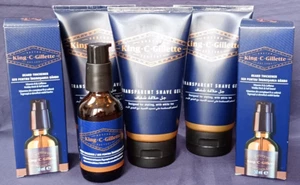 ABOXOV® 6 x KING C GILLETTE GEL DA BARBA TRASPARENTE E ADDENSANTE BARBA CAFFEINA - Foto 1 di 9