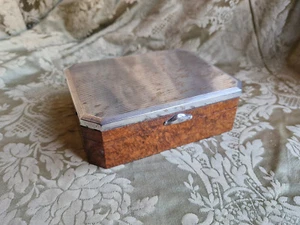 Antica scatola - cofanetto per carte da gioco, radica e argento anni '50 - Foto 1 di 10