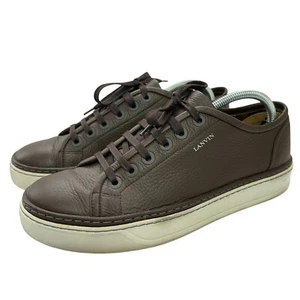 Lanvin Paris Shoes Mens Size US 9 UK 8 Calfskin Leather Sneakers Lace Up Brown - Picture 1 of 8