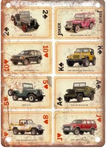 Vintage Auto Ad Jeep Playing Cards Retro Look Reproduction Metal Sign A1875 - Picture 1 of 2