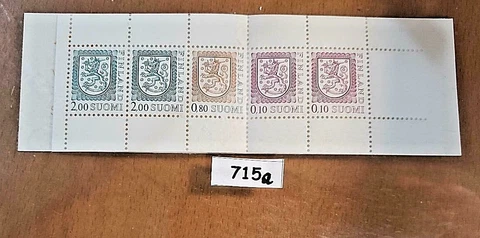 Aland: Crests, #715a, Booklet, 5 Stamps, 2.0m, 0.80m, 0.10m, MNH Cover