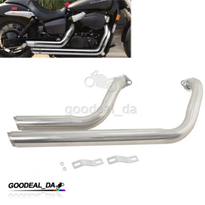 For Honda Shadow Aero 750 VT750C 2004-2024 Complete Exhaust System Chrom Muffler - Image 1 of 4