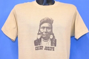 vintage 80s CHIEF JOSEPH THE YOUNGER NEZ PERCE NATIVE AMERICAN t-shirt MEDIUM M - Picture 1 of 3