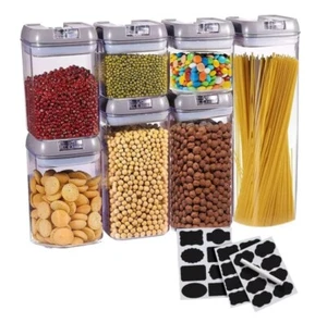 Storage Food Container Airtight Set Kitchen Plastic Lid BPA FREE Pantry Cereal 7 - Picture 1 of 4