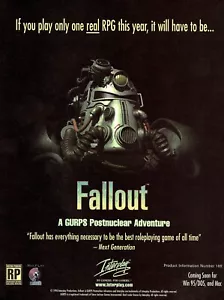 "Poster stampa da parete arte da parete Fallout 1 gioco 1997 grande scatola promozionale annuncio lucido 13"" x 18" - Foto 1 di 1